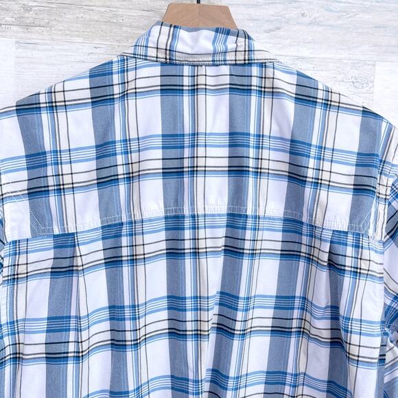 5.11 Tactical Short Sleeve Snap Button Shirt Blue Plaid Workwear Mens Medium - Picture 4 of 6